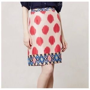 Maeve By Anthropologie Women’s Sz 2 Pink Silk Embroidered Ikat Skirt